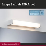 Lampe miroir LED Arneb blanche au design classique et épuré pour éclairage salle de bain