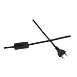 Schwarzes Textilkabel mit Ein-/Ausschalter und Euro-Stecker für elektrische Geräte und Lampen