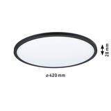 Runde LED-Deckenleuchte mit schwarzem Rahmen und weißem Diffusor, 420 mm Durchmesser, 28 mm Höhe