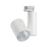 Moderner weißer LED-Strahler aus Metall mit geriffeltem Reflektor für Schienensysteme