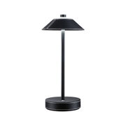 Schwarze Tischlampe mit Lederbezug und weißen Ziernähten, moderner LED-Schreibtischleuchte