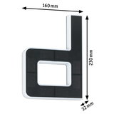 Black and white LED wall light element measuring 160x230x32 mm for modern lighting solutions
