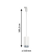 Weißer Zylinder-Pendelleuchte aus Metall mit 185,2 cm Länge und 140 mm Durchmesser