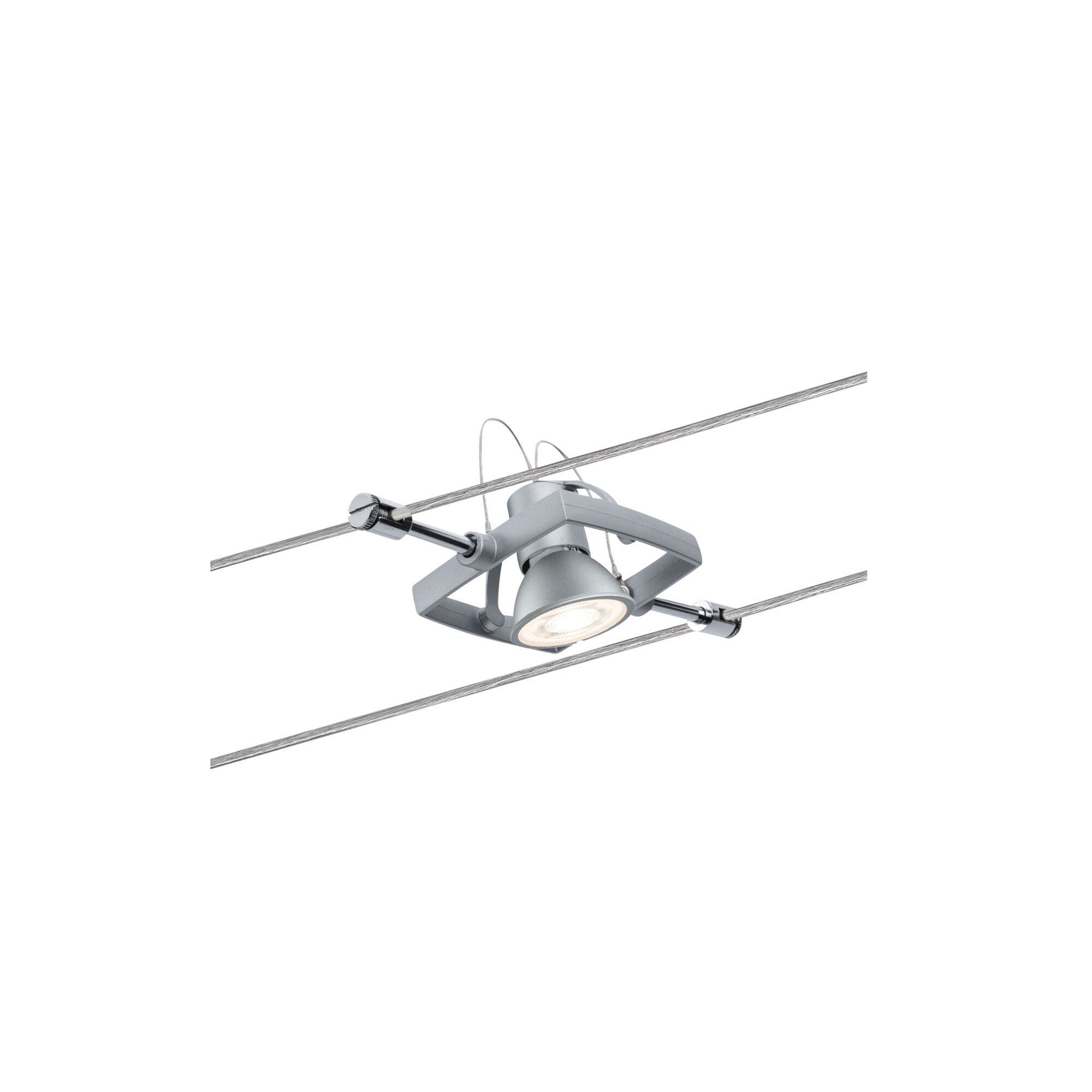 System linkowy Towar klasy B Mac II Pojedynczy spot GU5,3 max. 10W ściemnialny 12V Chrom matowy Modern silver metal cable spotlight with adjustable lamp head for versatile lighting solutions