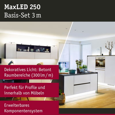 MaxLED 250 LED-Lichtset 3 m für Möbel und Profile, dekorative Beleuchtung mit 300 lm/m