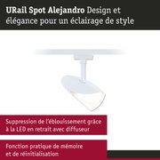Spot URail Alejandro blanc LED avec diffuseur et fonction mémoire pour un éclairage élégant