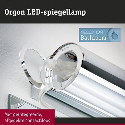 Orgon LED-spiegellamp met geïntegreerde, afgedekte contactdoos voor badkamerverlichting