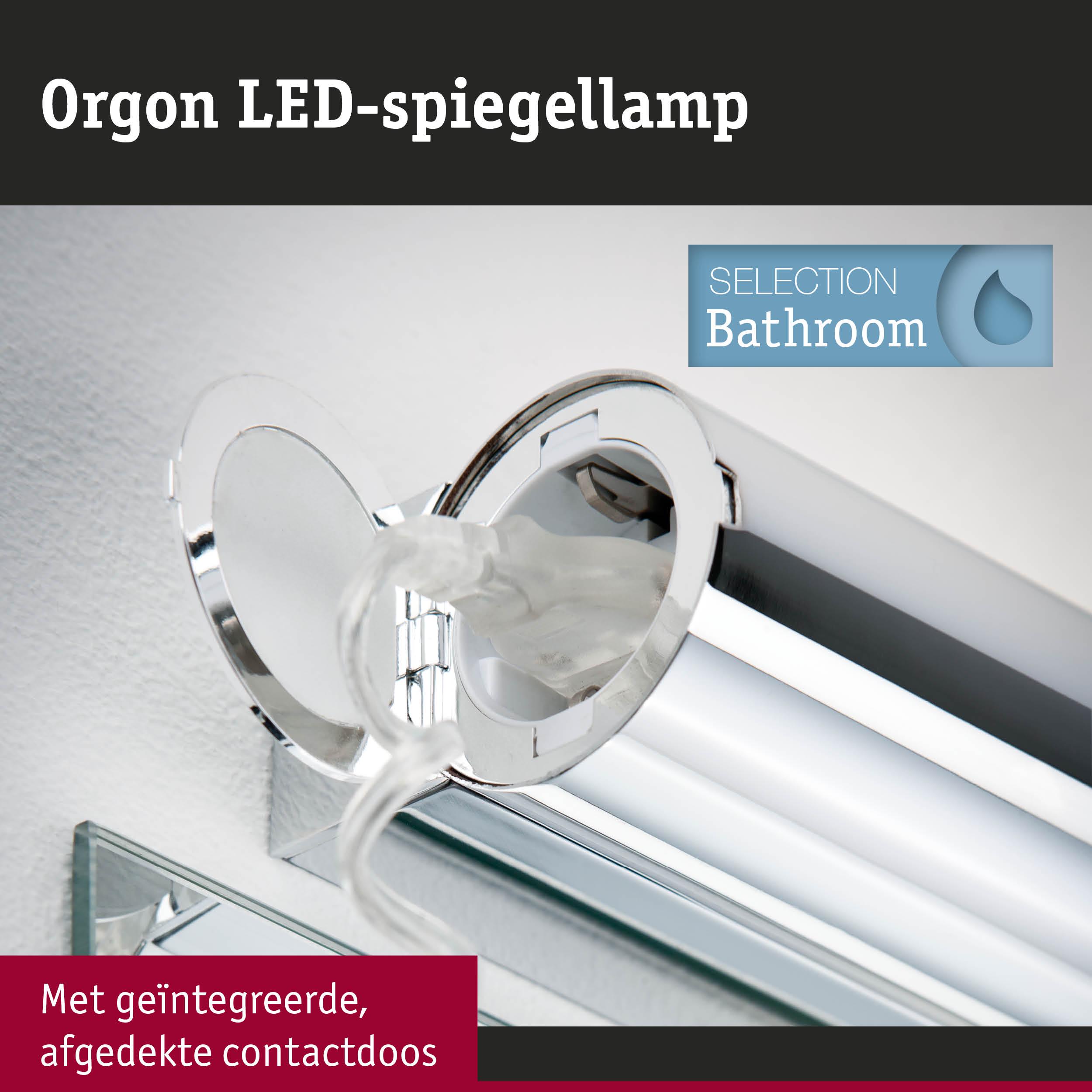 Orgon LED-spiegellamp met geïntegreerde, afgedekte contactdoos voor badkamerverlichting