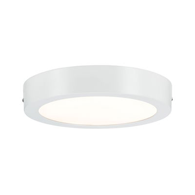 Plafonnier LED rond en métal blanc avec lumière blanc chaud pour intérieurs modernes