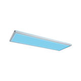 Plafonnier LED plat avec cadre en aluminium argenté et lumière bleue pour éclairage moderne