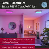 Plafonnier Casca Smart RGBW blanc avec lumière réglable pour éclairage d’ambiance et clair