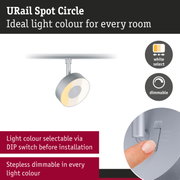 URail Spot Circle grey LED spotlight with selectable light colour and stepless dimmable feature