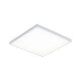 Square white LED ceiling light with matte frame for modern room lighting