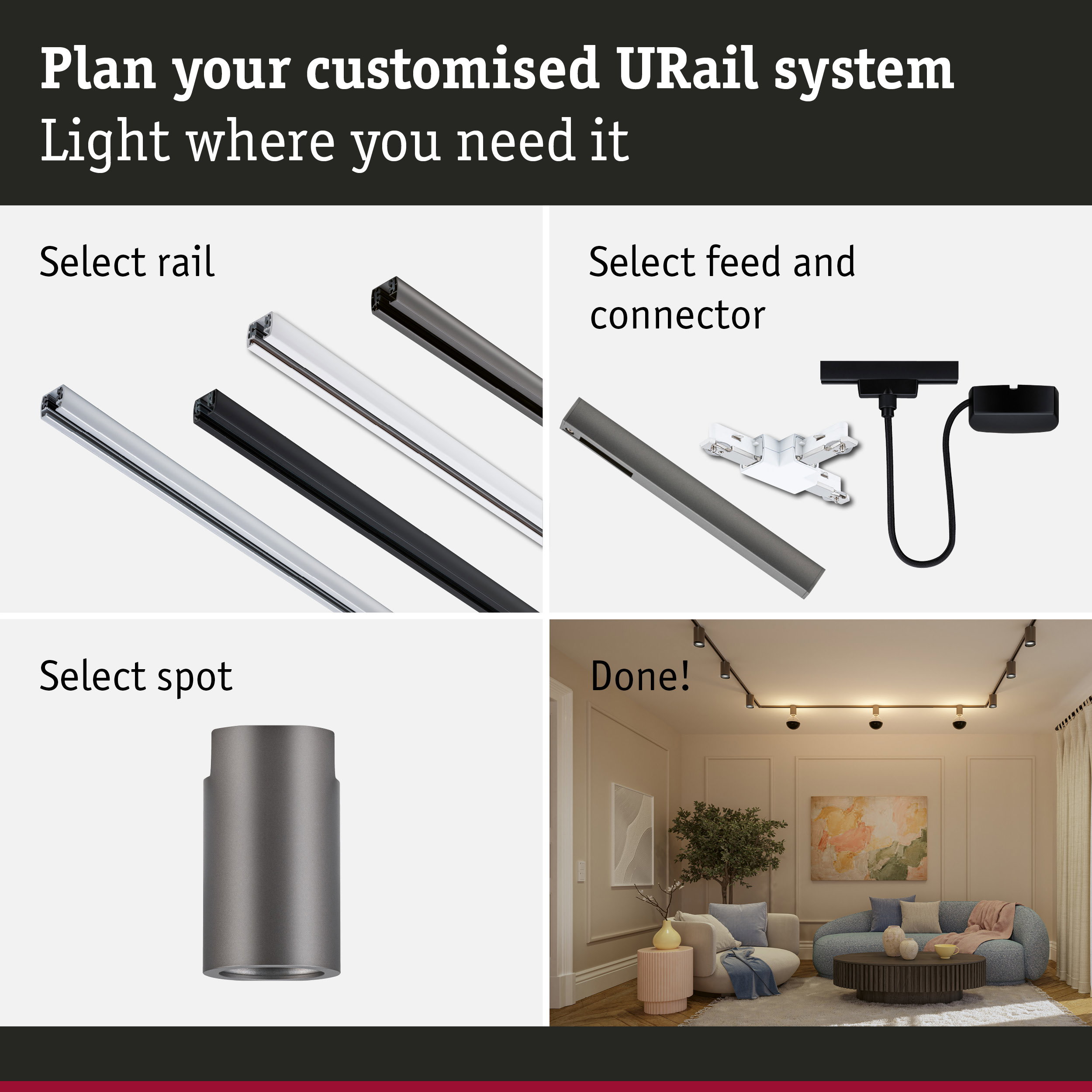 URail Rail spot Socket E27 max. 20W dimmable 230V Titanium