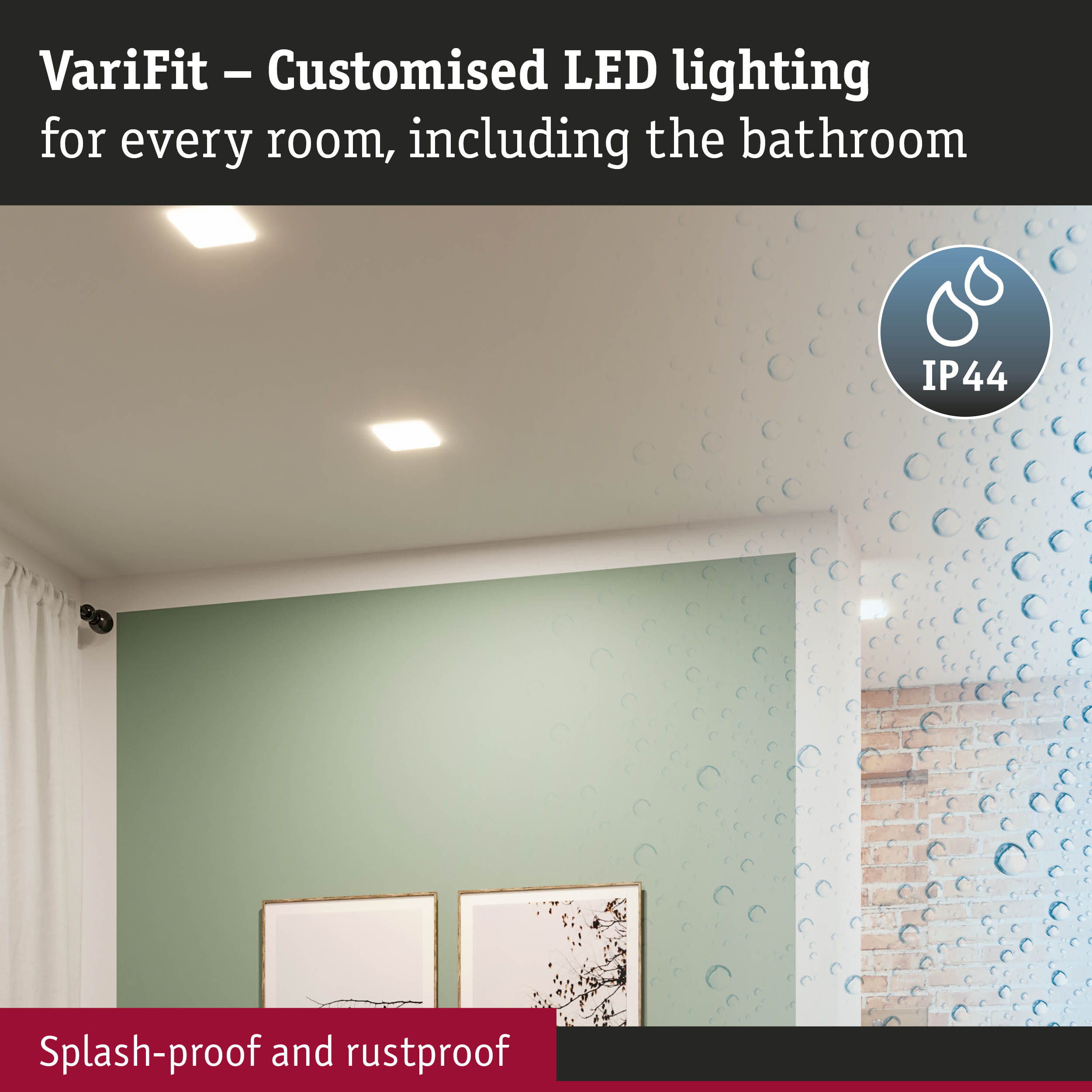 VariFit IP44 rated LED recessed lights for bathroom, splash-proof and rustproof lighting