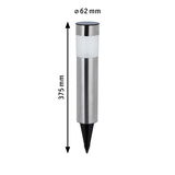Edelstahl-Gartenleuchte mit Kunststoffspitze und milchigem Diffusor, 375 mm hoch, 62 mm Durchmesser