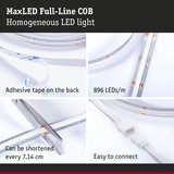MaxLED Full-Line COB LED-strip met 896 LEDs/m, zelfklevend, om de 7,14 cm in te korten, eenvoudig te verbinden