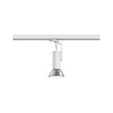 Moderne witte metalen LED-spot met zilveren reflectorlens voor railsystemen