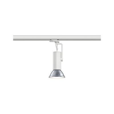 Moderne witte metalen LED-spot met zilveren reflectorlens voor railsystemen