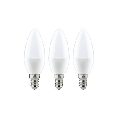 Drei weiße LED-Kerzenlampen mit E14-Fassung aus Kunststoff für energiesparende Beleuchtung