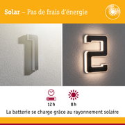 Numéros de maison solaires en blanc et noir fixés au mur, éclairage LED économique en énergie