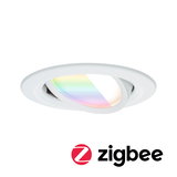 White LED recessed spotlight with adjustable head and RGB color filter for smart Zigbee lighting