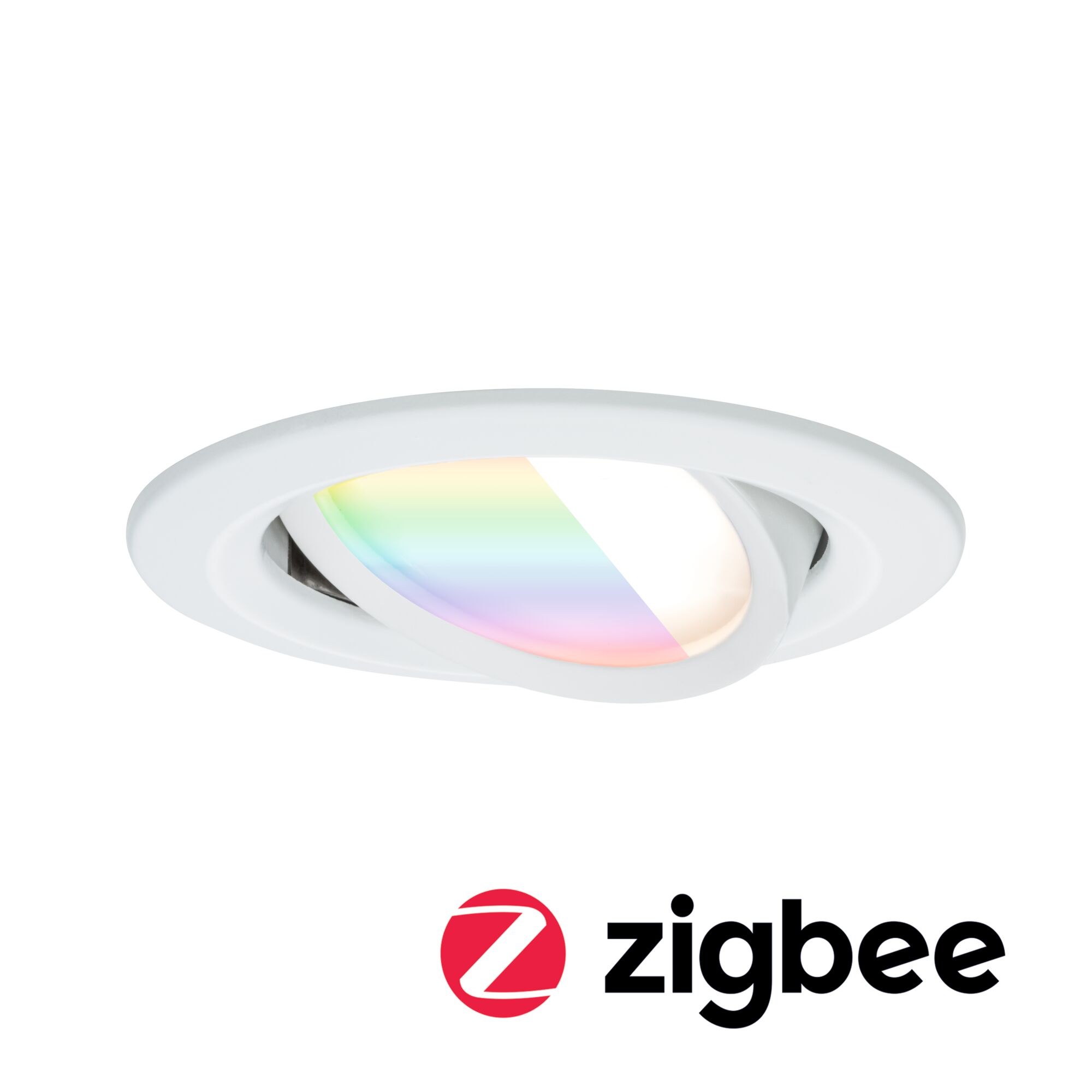 Spot encastré LED blanc avec tête orientable et filtre couleur RGB pour éclairage intelligent Zigbee