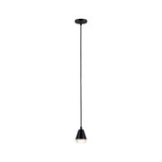 Schwarze Pendelleuchte aus Metall mit konischem Design und weißem Diffusor für moderne Innenbeleuchtung
