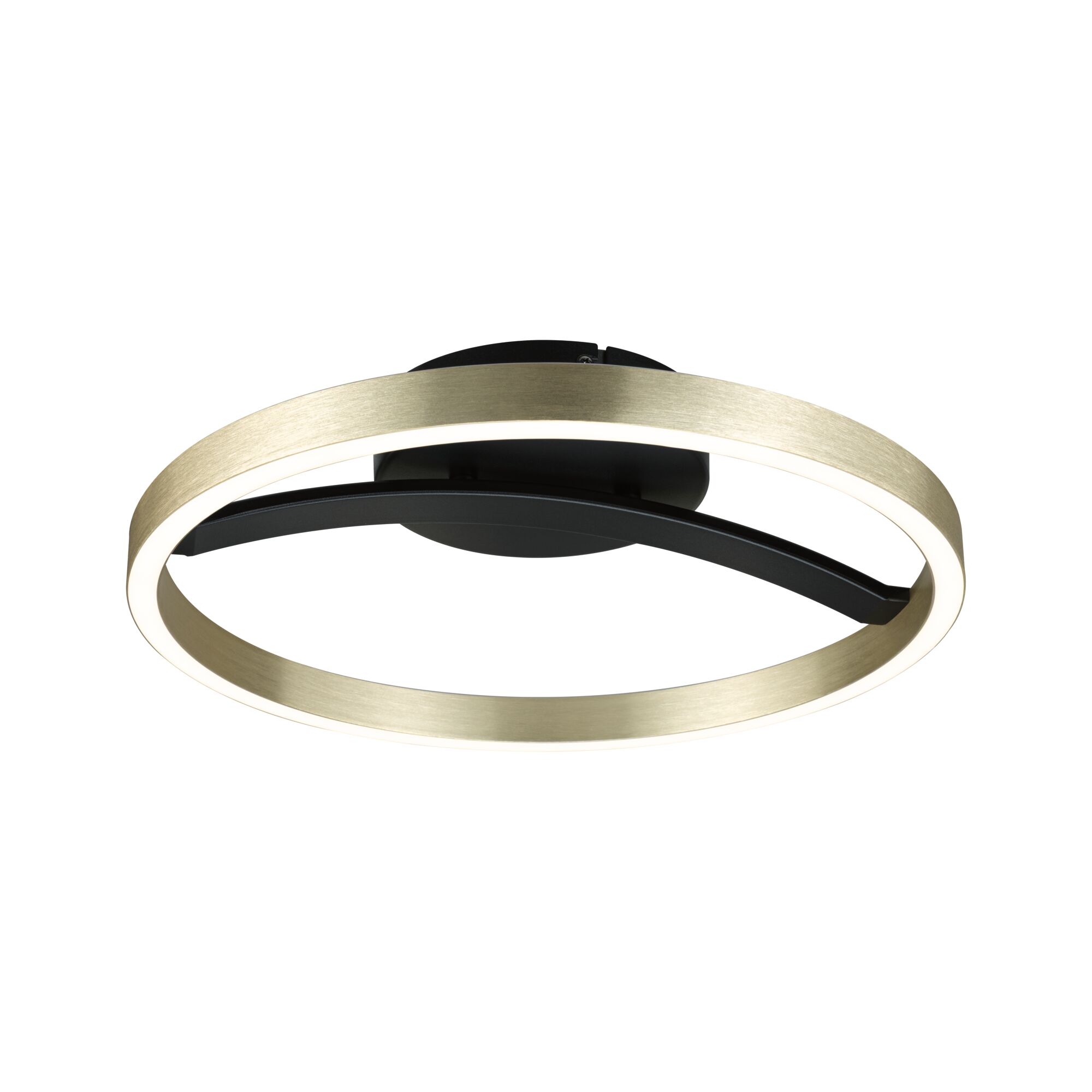 LED Ceiling light 3-Step-Dim Melira 2700K 1690lm 230V 24W Black matt/Gold Modern LED ceiling light with brushed brass ring and black metal arm for stylish living room lighting