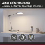 Lampe de bureau LED blanche moderne Numis avec variateur tactile et interrupteur marche/arrêt