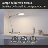 Lampe de bureau LED blanche moderne Numis avec variateur tactile et interrupteur marche/arrêt pour bureau
