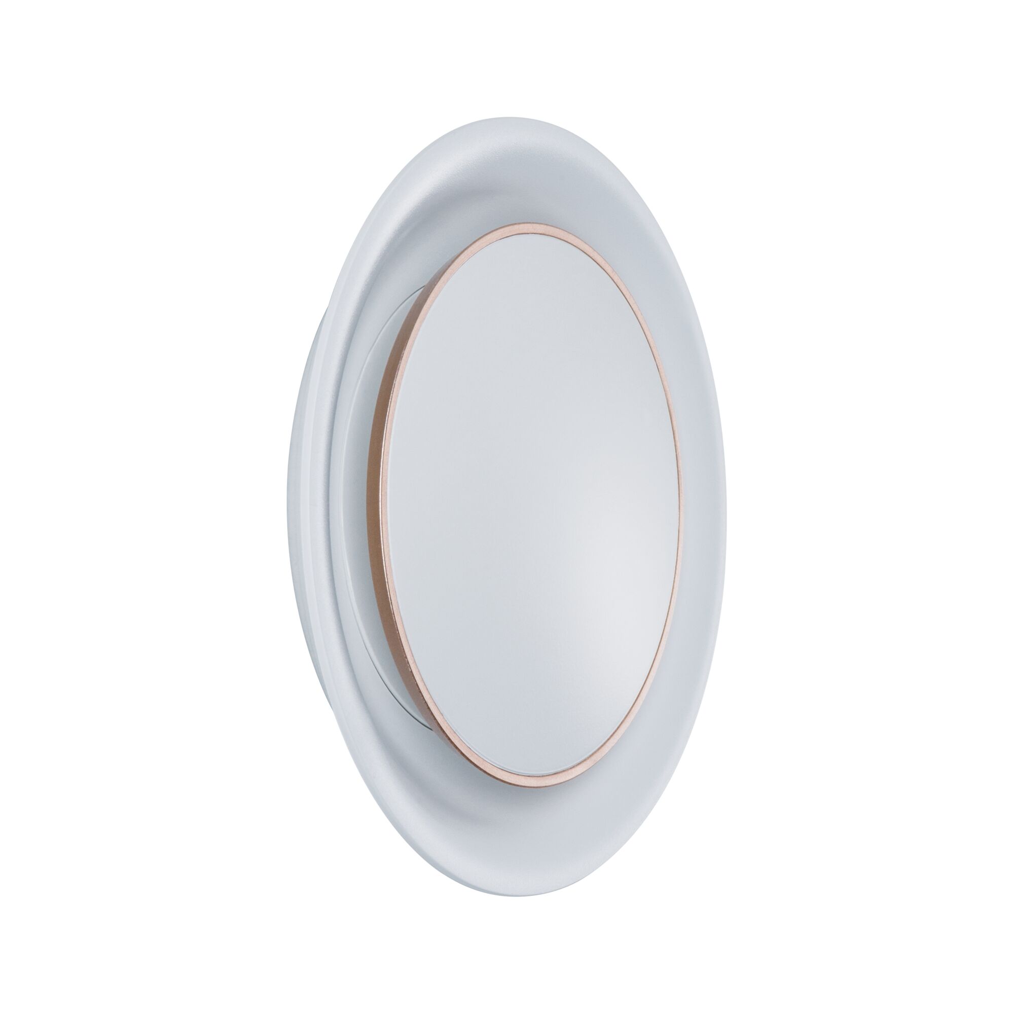 Round white LED wall light with gold metal trim for modern indoor lighting solutions