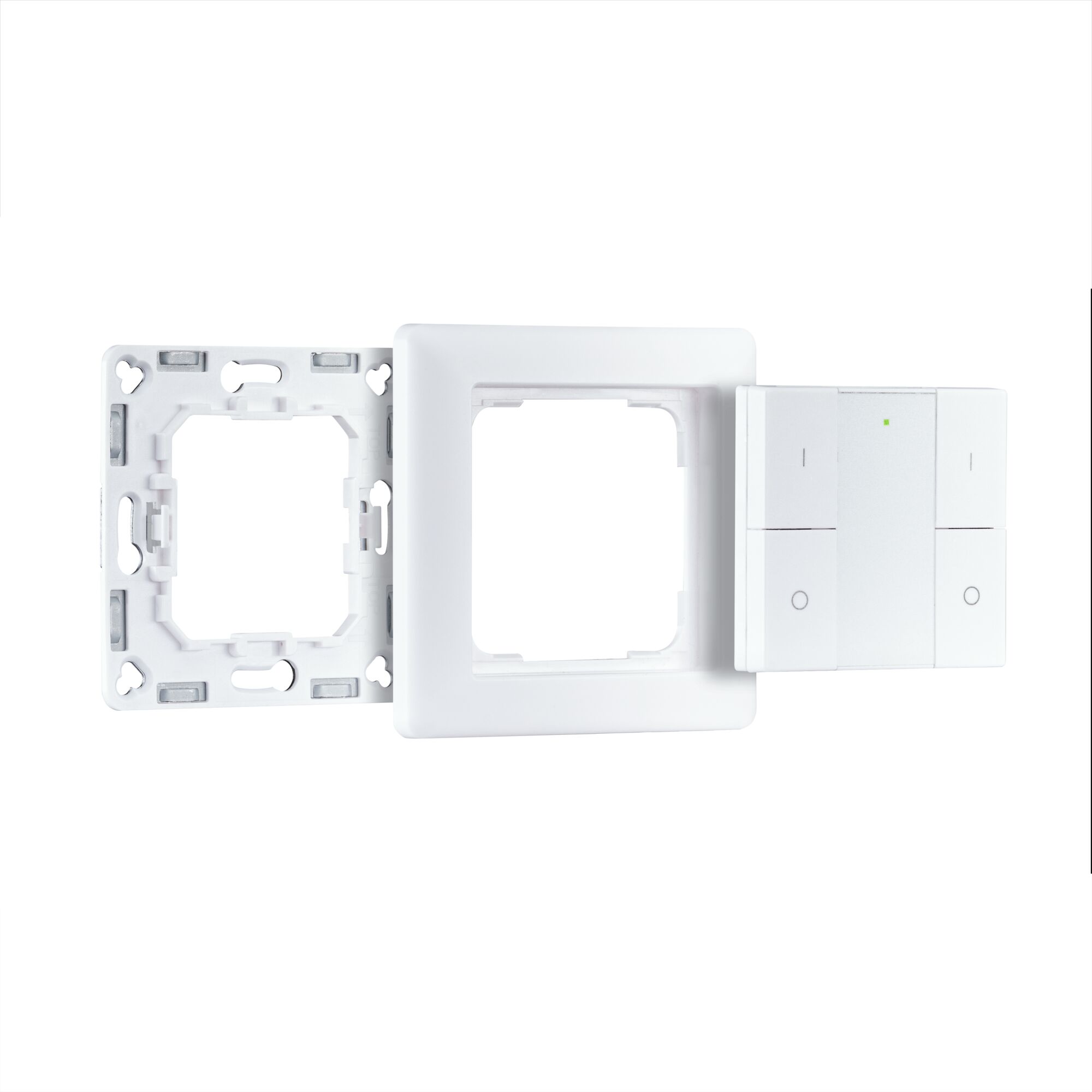Interrupteur mural blanc en plastique avec cadre et plaque de montage pour commande d’éclairage