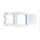 Interrupteur mural blanc en plastique avec cadre et plaque de montage pour commande d’éclairage