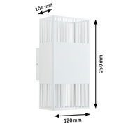 Applique murale rectangulaire en métal blanc avec lames, dimensions 250x120x104 mm pour éclairage LED