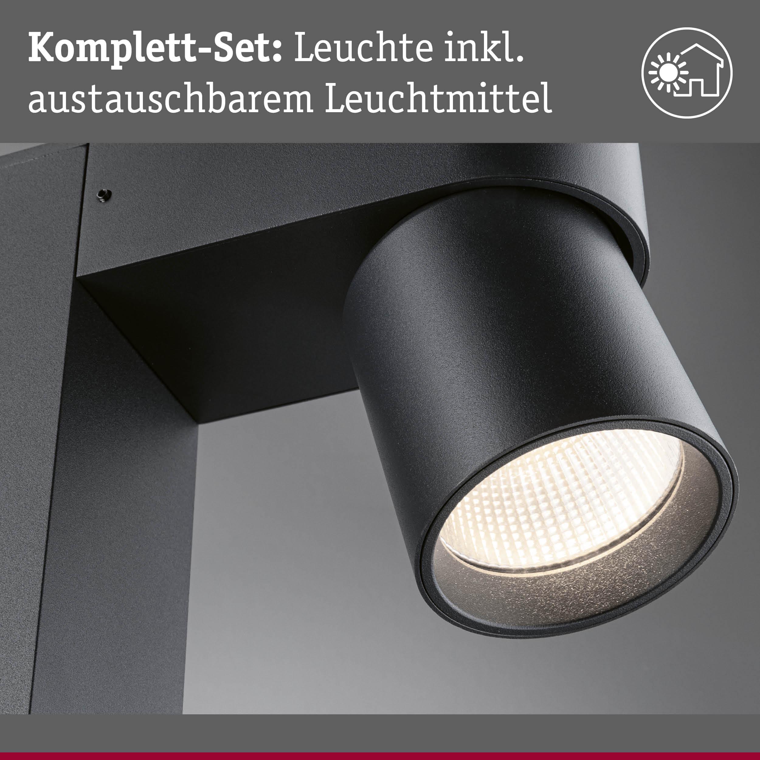 Schwarze LED-Außenwandleuchte aus Metall mit austauschbarem Leuchtmittel für Gartenbeleuchtung
