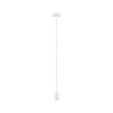 Simple white metal pendant light with long cord for modern indoor lighting