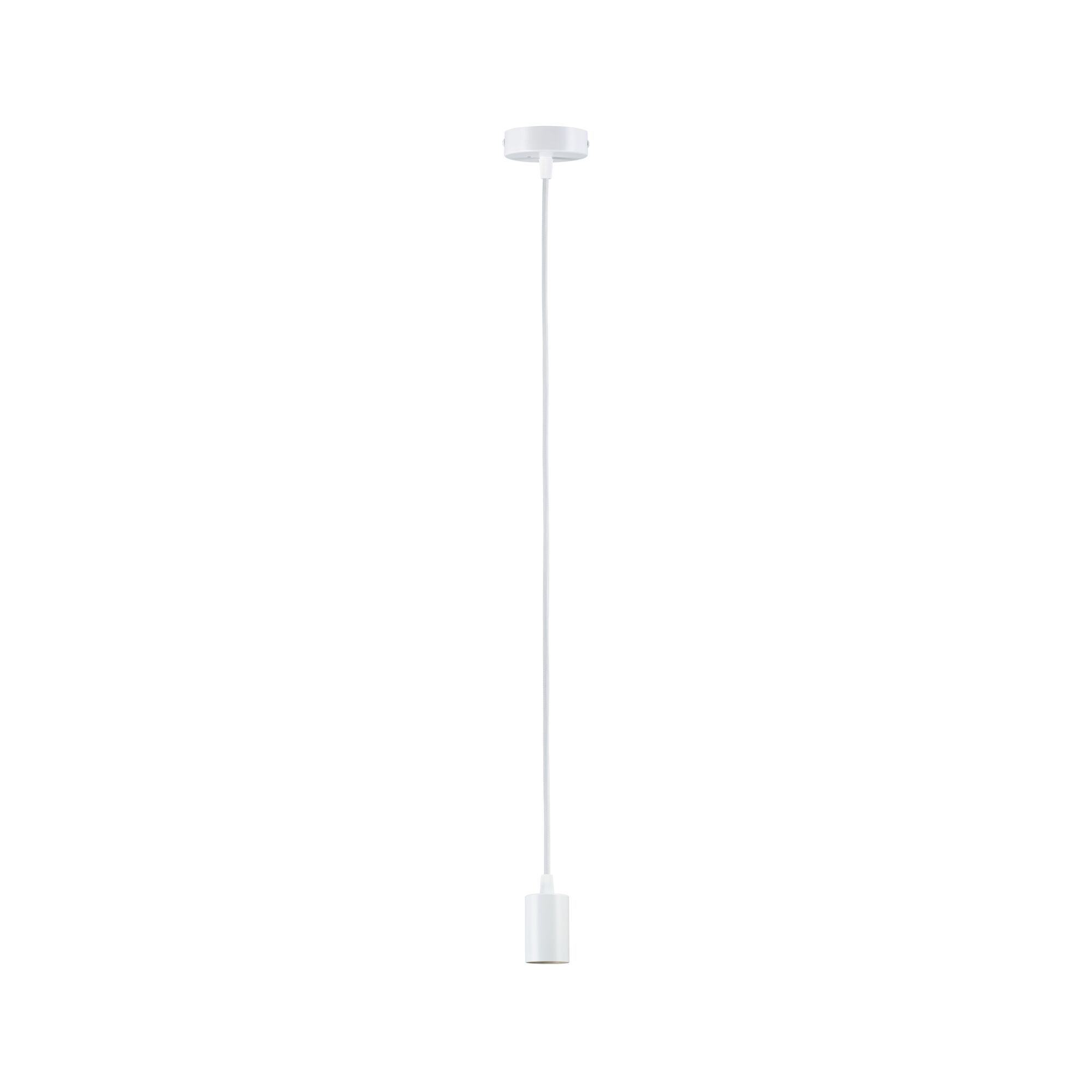 Simple white metal pendant light with long cord for modern indoor lighting