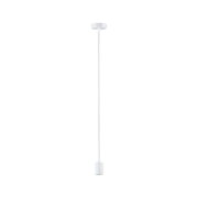 Simple white metal pendant light with long cord for modern indoor lighting