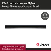 Zwarte URail Zigbee centrale voor slimme dimbare railsystemen, compatibel met Zigbee 3.0