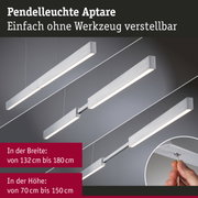 Pendelleuchte Aptare aus gebürstetem Aluminium in Silber, höhenverstellbar ohne Werkzeug