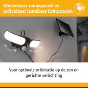 Zwarte solarverlichting met drie verstelbare LED-panelen en bewegingssensor voor buitengebruik
