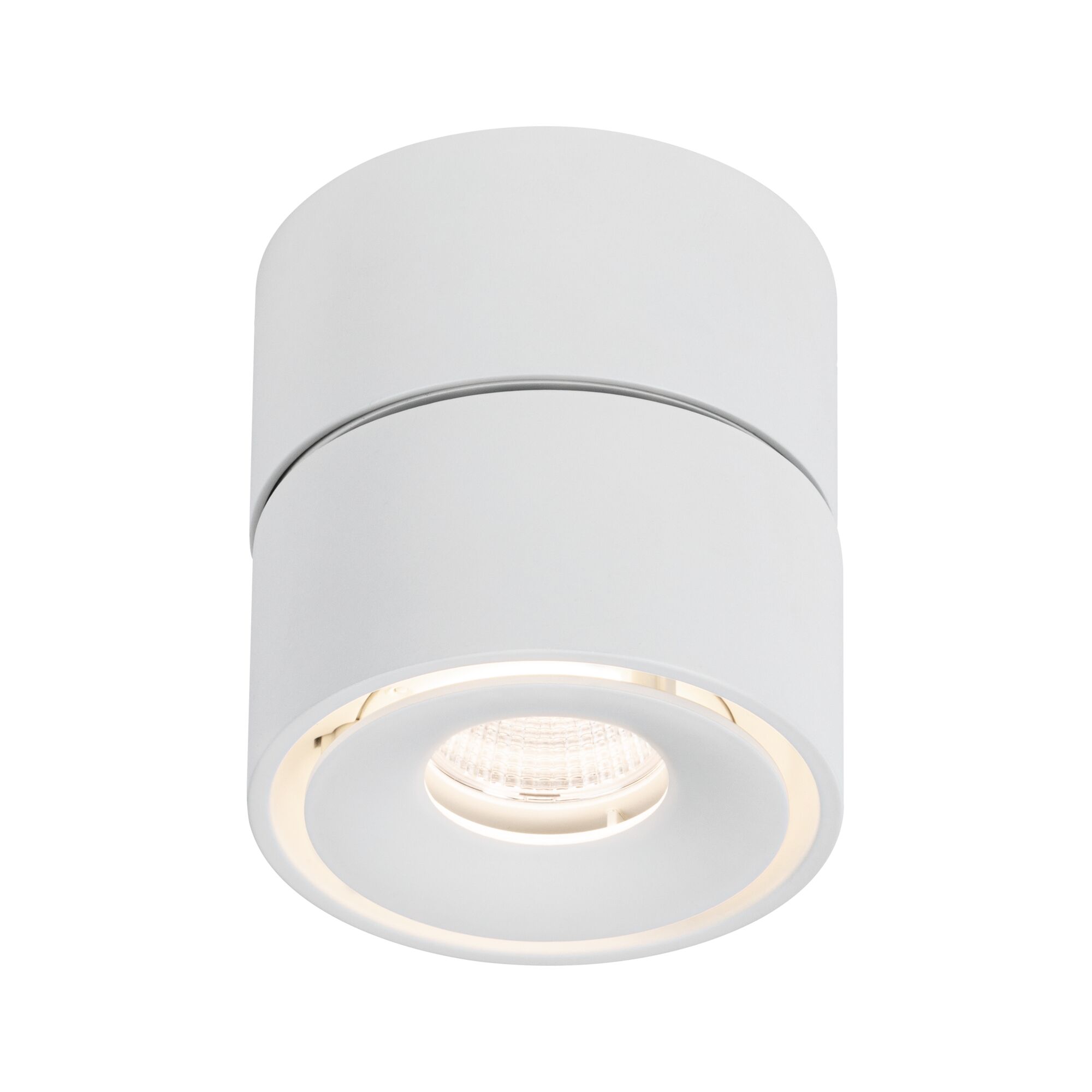Rund hvid LED-loftlampe i metal med varmt hvidt lys til moderne indendørs brug