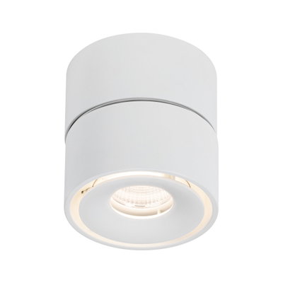 Rund hvid LED-loftlampe i metal med varmt hvidt lys til moderne indendørs brug