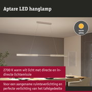 Moderne Aptare LED hanglamp in warm wit met aluminium behuizing boven eettafel
