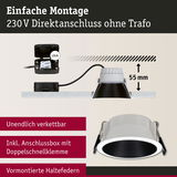 Einbau-LED-Spot in Weiß und Schwarz mit 55 mm Einbautiefe, einfache Montage ohne Trafo, Anschlussbox inklusive