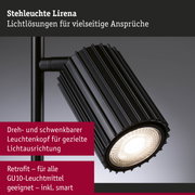 Stehleuchte Lirena in mattem Schwarz mit dreh- und schwenkbarem Leuchtenkopf für gezielte Lichtausrichtung