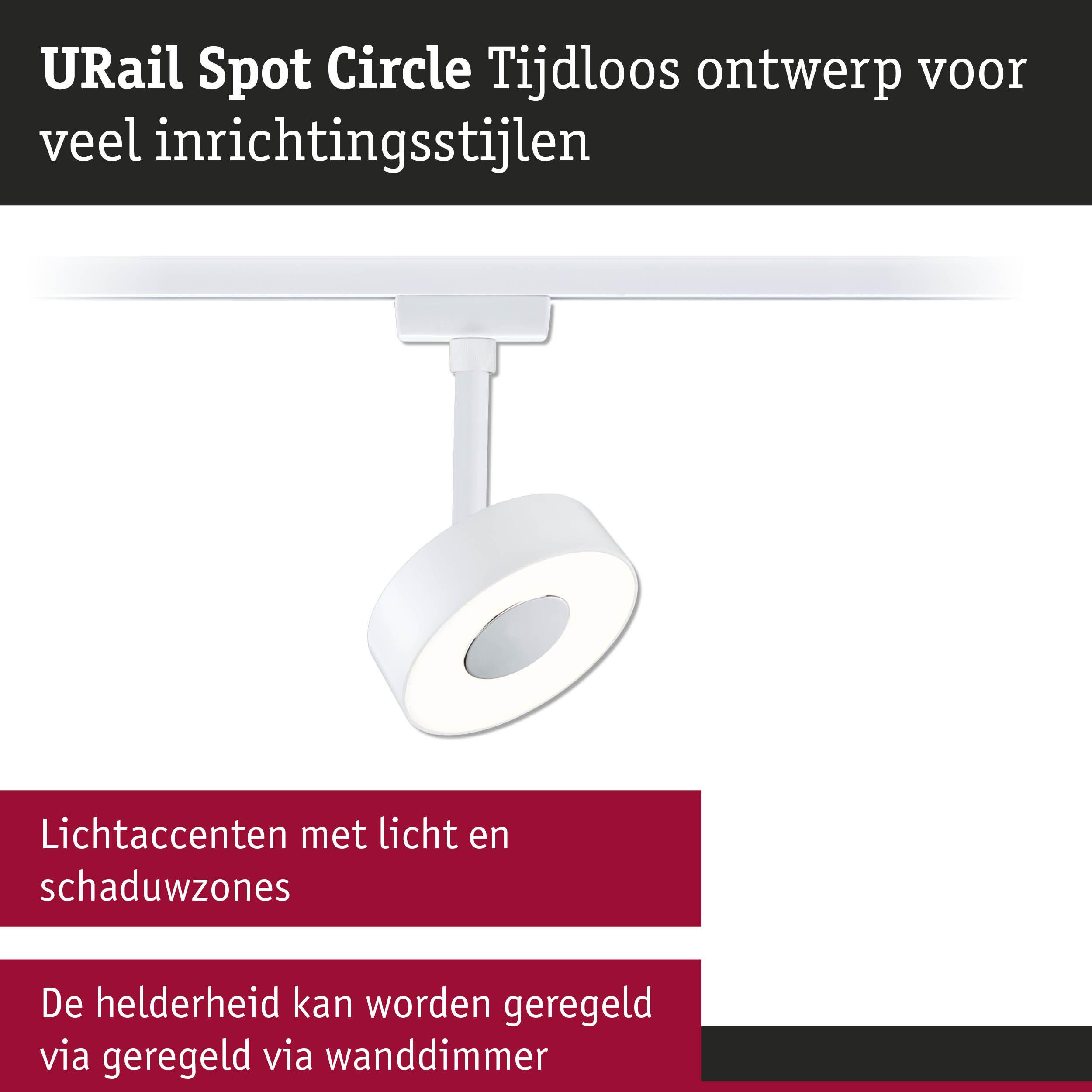 Witte URail Spot Circle LED-spot met dimbare helderheid voor veelzijdige binnenverlichting