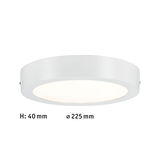 Rundes LED-Deckenlicht aus weißem Metall mit 225 mm Durchmesser und 40 mm Höhe für moderne Beleuchtung