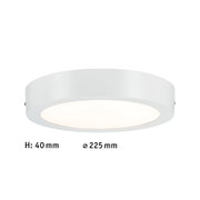 Round white metal LED ceiling light 225 mm diameter and 40 mm height for modern interior lighting